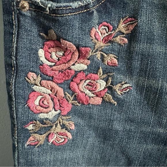 Garage | Denim Ultra High Rise Floral Embroidered Skinny Jeans - Picture 6 of 14
